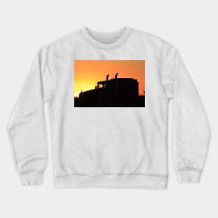 Diesel Tractor Truck Silhouette at Sunset Crewneck Sweatshirt